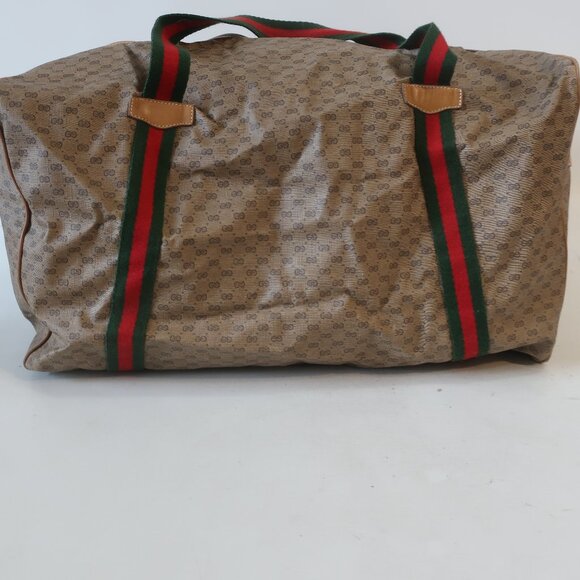 Authentic Women Gucci Micro GG Neutral Beige Web Canvas Leather Micro Duffle Bag - Picture 5 of 16